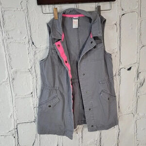 Two Girls Vests Grey Utility & Denim Vest Layering Spring Summer Fall Big‎ 10/12